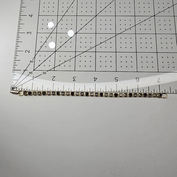 Vintage 90s Navy/Clear Rhinestones Gold Bracelet - Picture 7 of 7